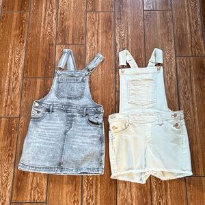 Stylish Kids Denim Overalls - Gray and Cream bundle M 7/8